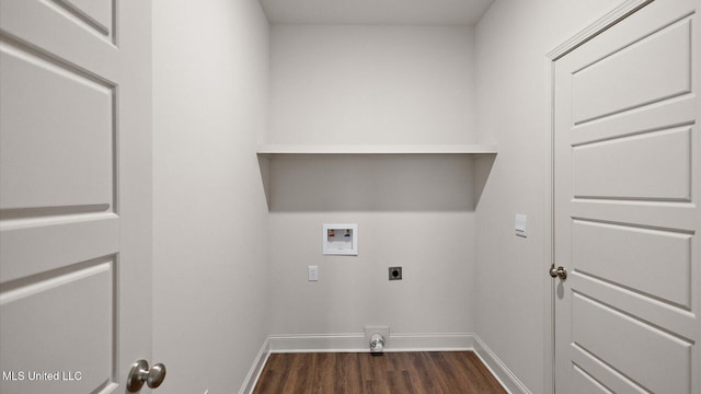 laundry area featuring washer hookup, dark hardwood / wood-style flooring, and electric dryer hookup