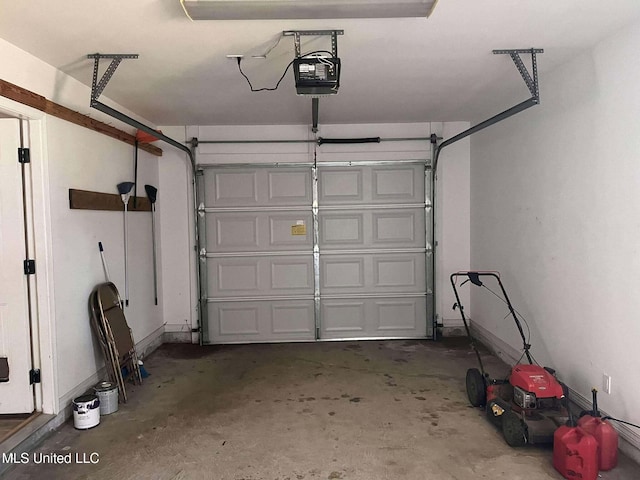 garage with a garage door opener