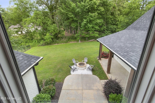 302 Covington Cv, Madison, MS 39110 - view of green lawn with a fire pit and a patio