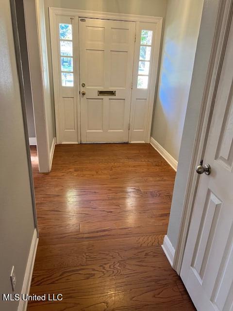 entrance foyer with dark hardwood / wood-style floors