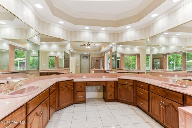421 Starling Dr, Slidell, LA 70461 - full bath with a tray ceiling, crown molding, and a shower