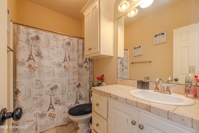 127 Palin Dr, Madison, MS 39110 - bathroom with vanity, tile patterned flooring, and curtained shower