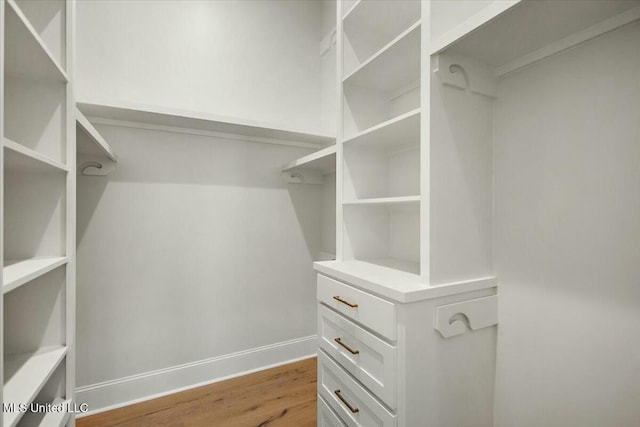 spacious closet with wood finished floors