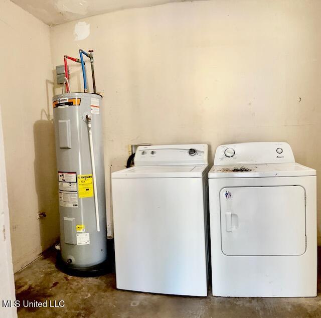 2614 George St, Gulfport, MS 39503 - washroom featuring water heater and independent washer and dryer