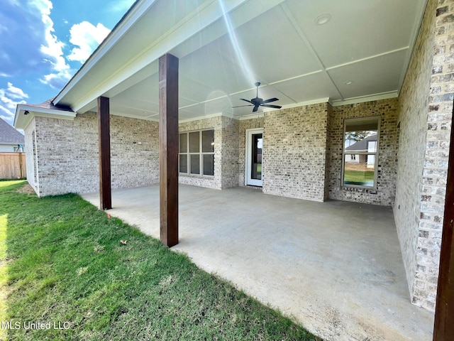 view of patio with ceiling fan