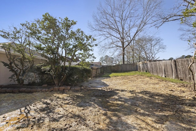 view of yard featuring a fenced backyard