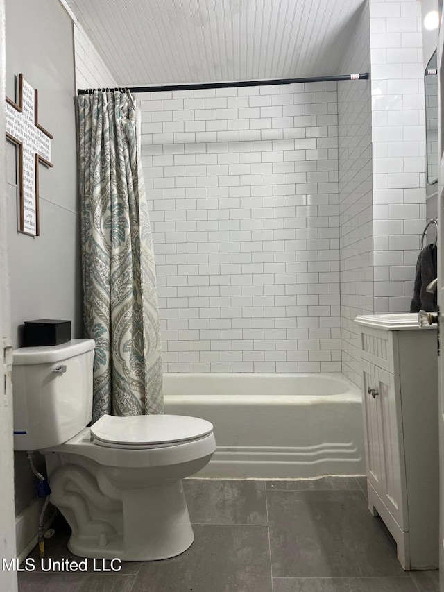 409 Coleman St, Como, MS 38619 - bathroom with tile patterned flooring, shower / bath combo, and vanity
