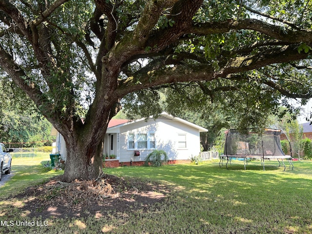 view of yard featuring a trampoline