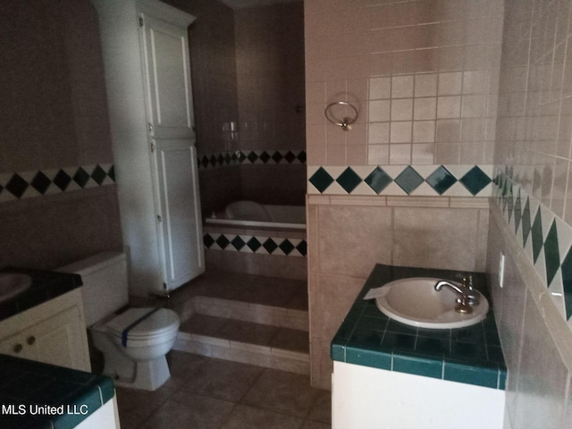 9219 Anding Oil City Rd, Bentonia, MS 39040 - full bath with vanity, toilet, a tub, and tile patterned flooring