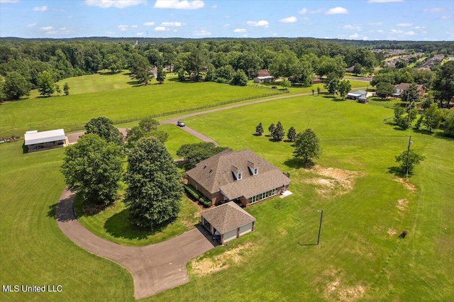 bird's eye view featuring a rural view