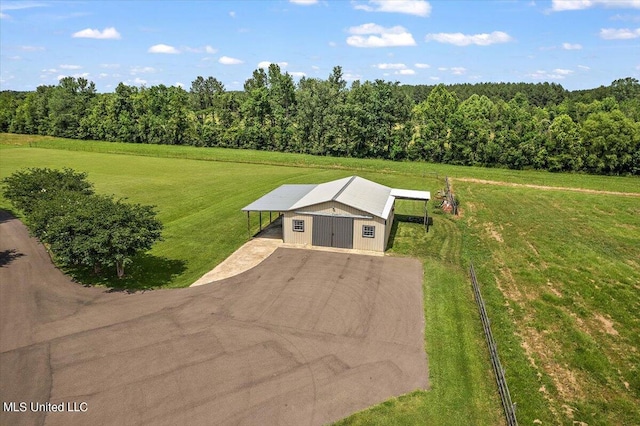 drone / aerial view with a rural view