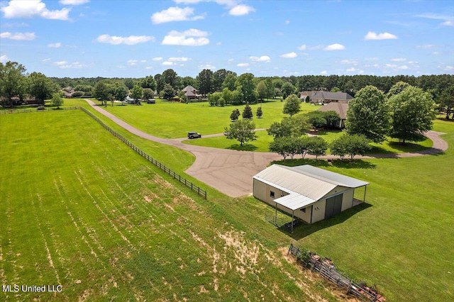 drone / aerial view featuring a rural view