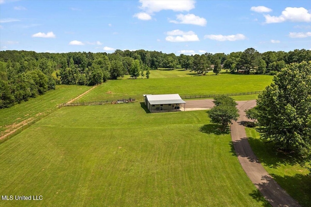 bird's eye view featuring a rural view