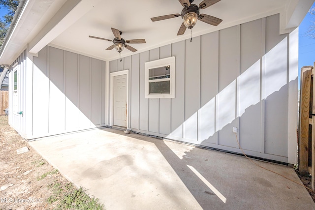 view of patio / terrace featuring ceiling fan