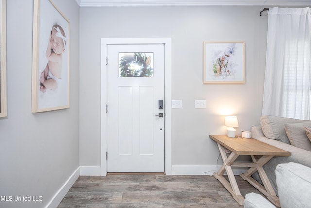 foyer entrance featuring hardwood / wood-style floors