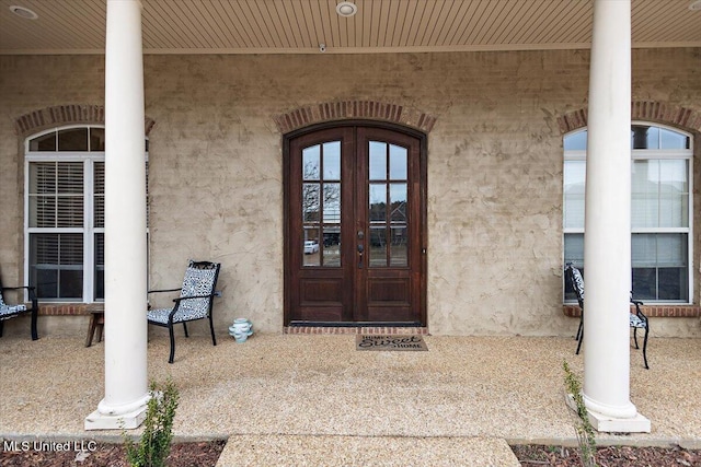 property entrance with french doors