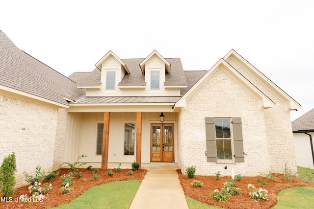 view of front facade with french doors