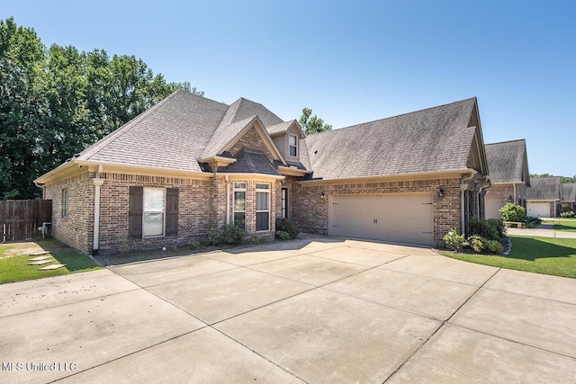 3395 Tates Way, Hernando, MS 38632 - french country style house featuring brick siding, a garage, driveway, and roof with shingles
