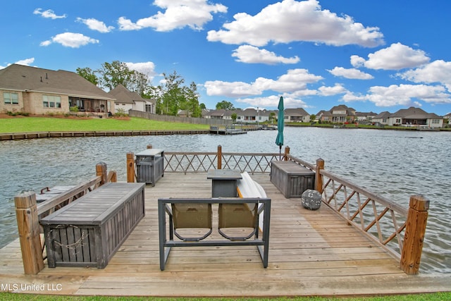 view of dock featuring a water view