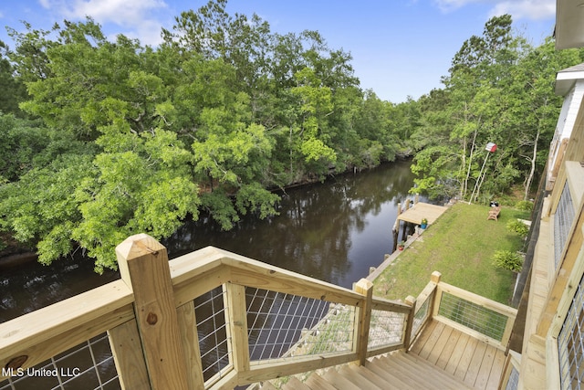 dock area featuring a water view