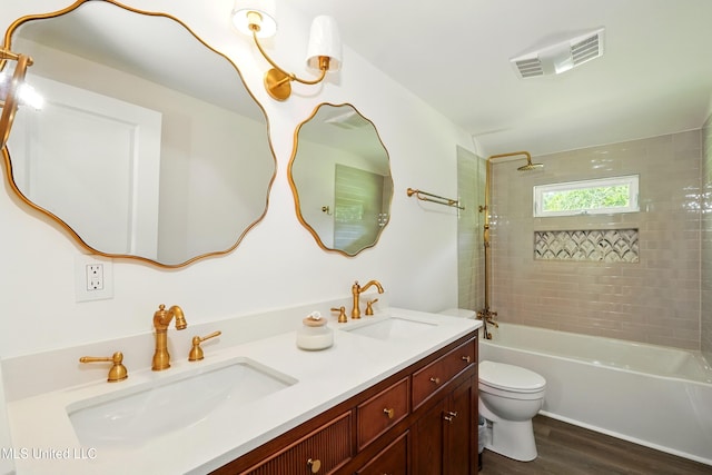 280 Bobby Ln, Picayune, MS 39466 - full bath with toilet, double vanity, wood finished floors, and bathtub / shower combination