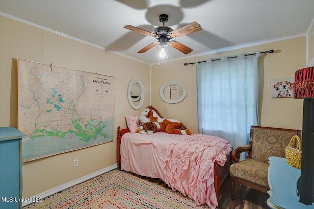 1563 Dry Creek Rd, Magee, MS 39111 - bedroom featuring ornamental molding, baseboards, and a ceiling fan