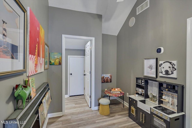 363 Lake Harbor Rd, Brandon, MS 39047 - rec room with light wood-type flooring and baseboards