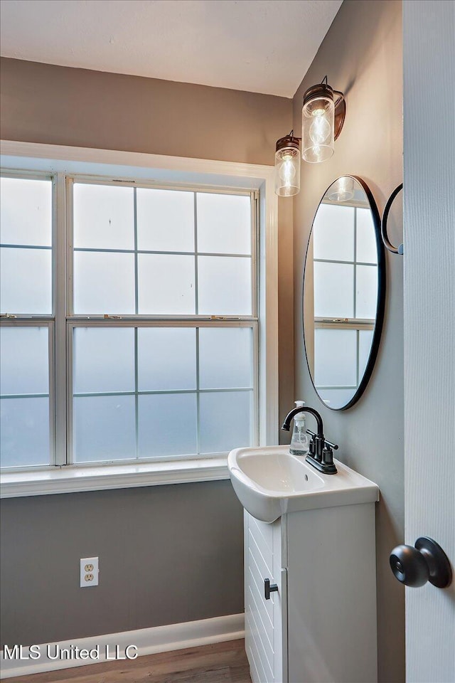 363 Lake Harbor Rd, Brandon, MS 39047 - bathroom featuring vanity and wood finished floors