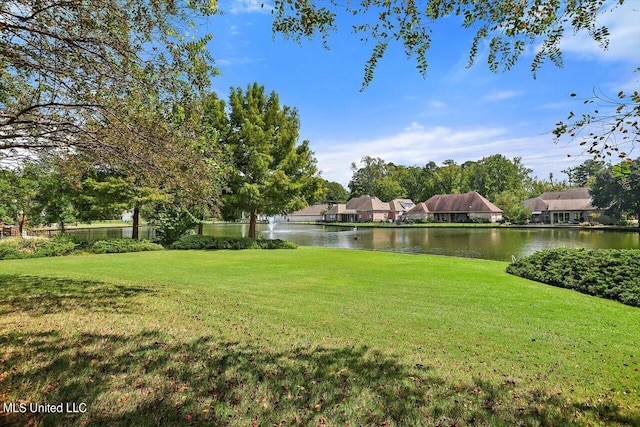 view of yard with a water view