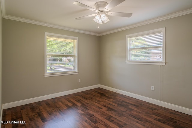 2623 Demaret Dr, Gulfport, MS 39507 - spare room with plenty of natural light, crown molding, baseboards, and dark wood finished floors