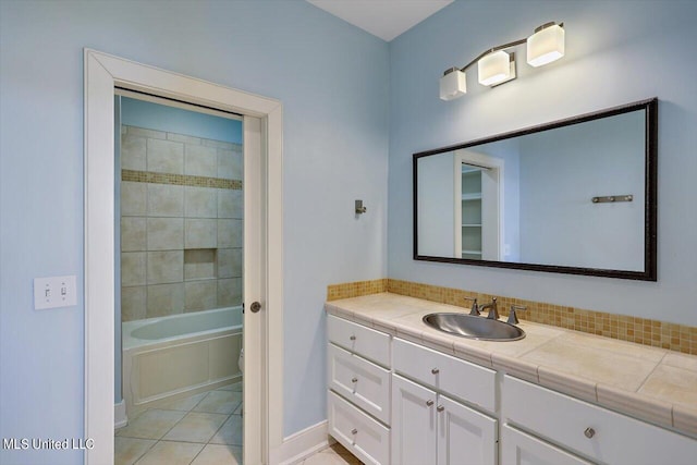 bathroom featuring vanity and tile patterned flooring