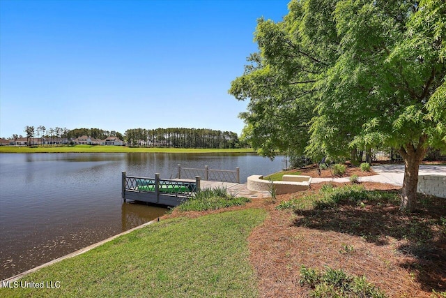 dock area featuring a water view