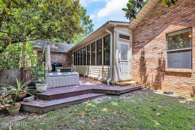 807 Woodglen Dr, Ocean Springs, MS 39564 - wooden terrace featuring a sunroom