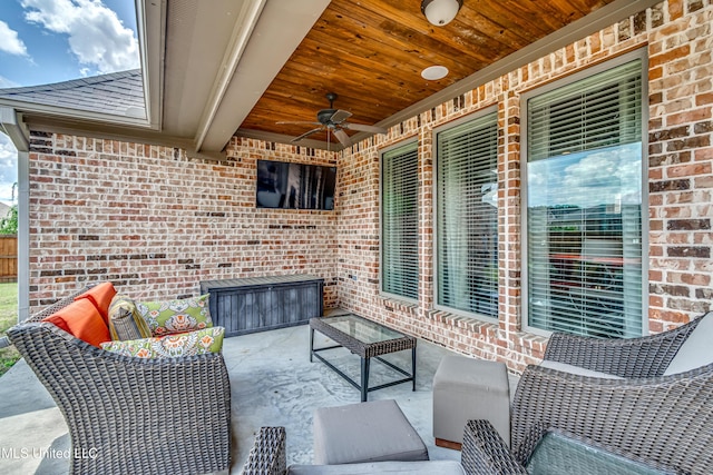 view of patio with a ceiling fan