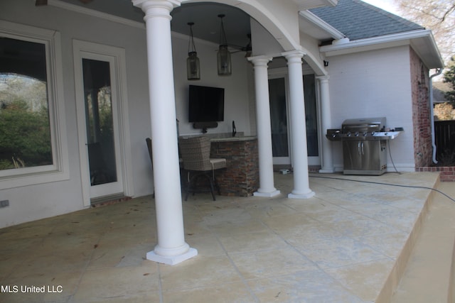 view of patio with grilling area