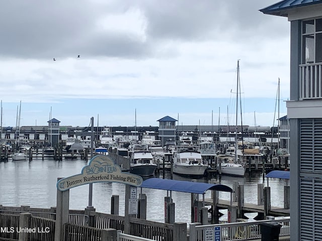 view of dock featuring a water view