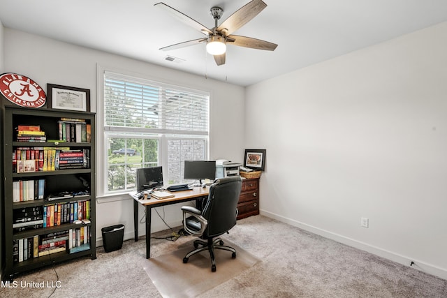 4432 John Wood Ln, Olive Branch, MS 38654 - carpeted office featuring ceiling fan and baseboards