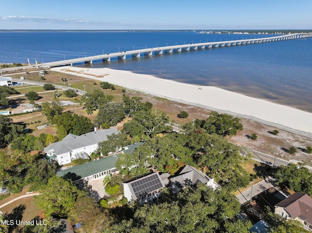 600 N Beach Blvd, Bay Saint Louis, MS 39520 - aerial view of property's location featuring a notable bridge and a nearby body of water