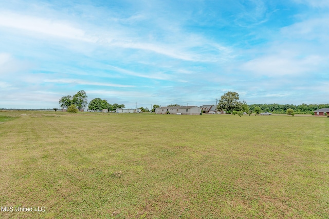 view of yard with a rural view