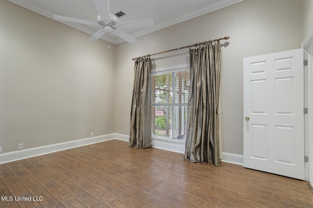 504 Carlisle Cir, Madison, MS 39110 - empty room featuring wood finished floors, a ceiling fan, and ornamental molding
