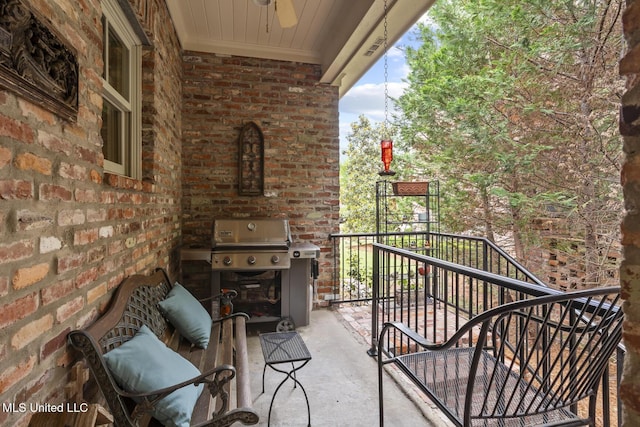 150 Harper St, Ridgeland, MS 39157 - balcony featuring a grill and a ceiling fan