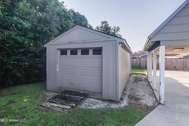 view of garage