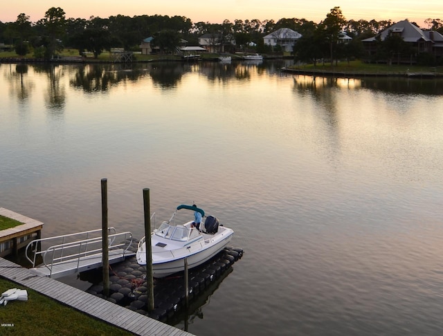 view of dock featuring a water view