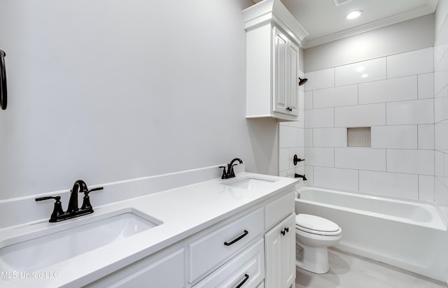 124 Grayson Way, Madison, MS 39110 - full bath with toilet, double vanity, shower / washtub combination, and recessed lighting