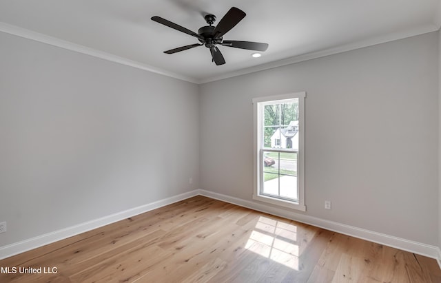 124 Grayson Way, Madison, MS 39110 - spare room featuring baseboards, ornamental molding, light wood-type flooring, recessed lighting, and a ceiling fan