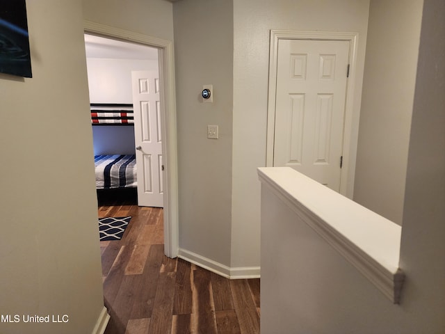 hallway featuring dark wood-type flooring