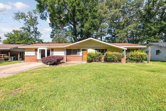 ranch-style house with a front lawn and a carport