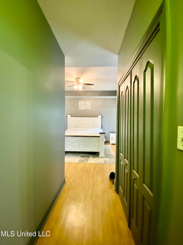 bedroom with light hardwood / wood-style flooring