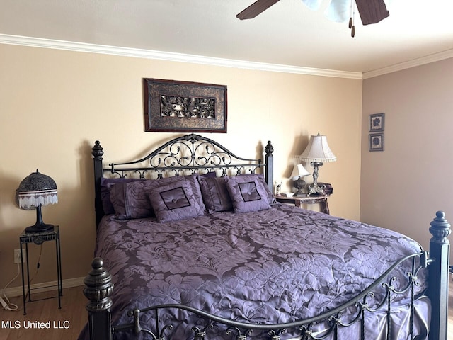 46 Stirling Rd, Natchez, MS 39120 - bedroom featuring ceiling fan, wood-type flooring, and ornamental molding