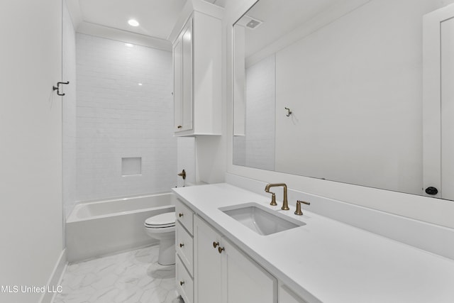 126 Herons Bay Cir Lot 1136, Madison, MS 39110 - bathroom featuring recessed lighting, marble finish floor, toilet, vanity, and baseboards